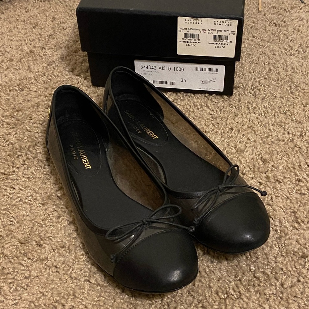 Authentic SAINT LAURENT Leather Flats Size 36